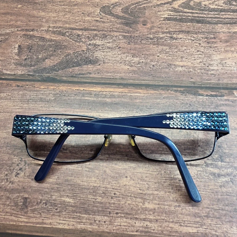 Jimmy Crystal New York Cannes Navy Blue Swarovski Crystal Eyeglass Frames 140